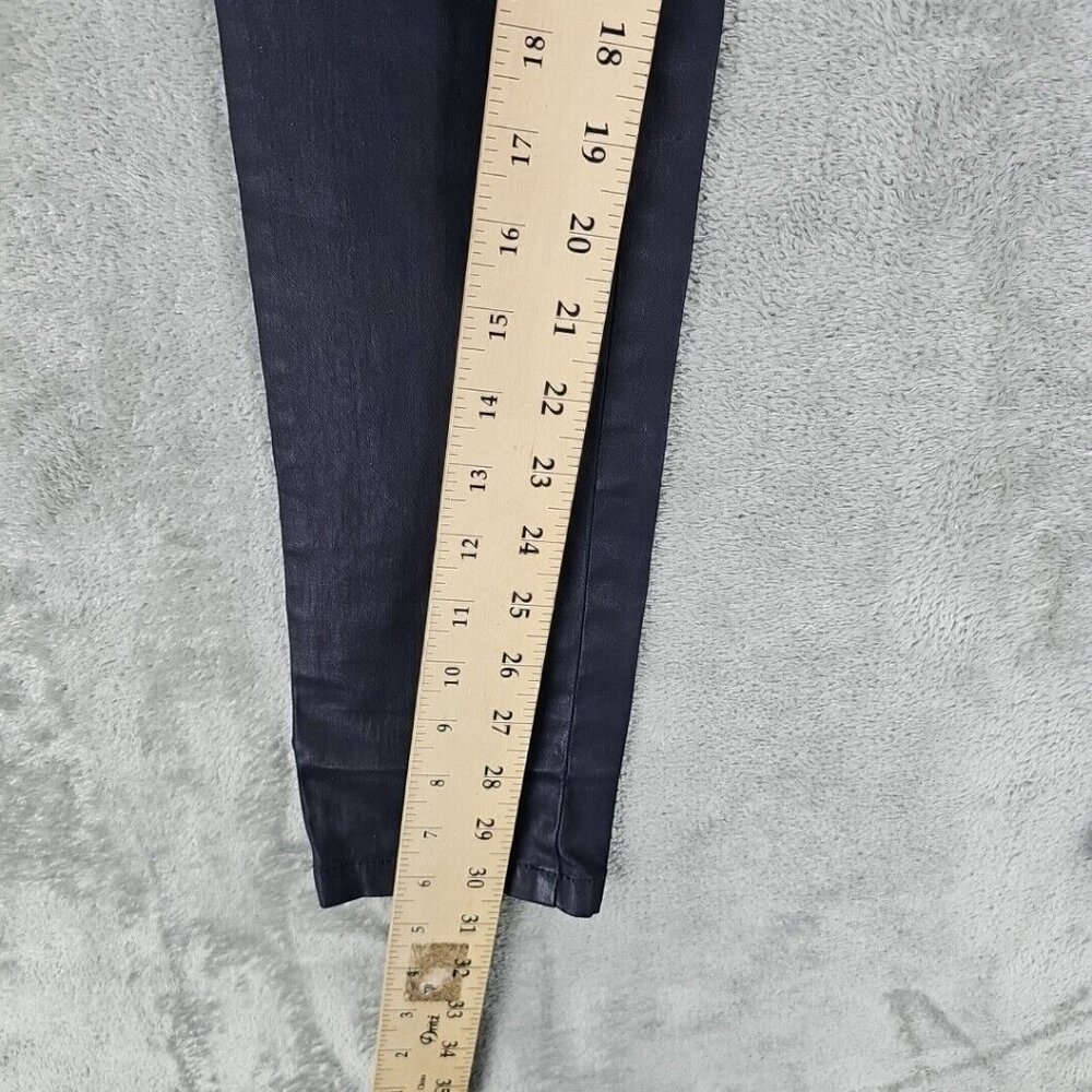 Massimo Dutti Jeans Womens Size 2 Waxed Dark Blue Skinny Fit Low Rise Stretch - Picture 7 of 13